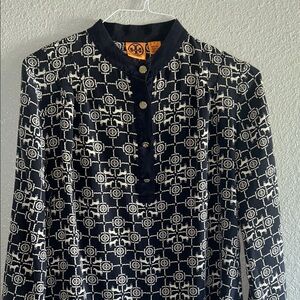 Tory Burch Navy and white Patterned Top